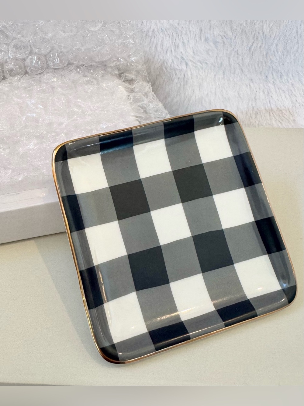 NWT Draper James Small Ceramic Trinket Dish in Gingham